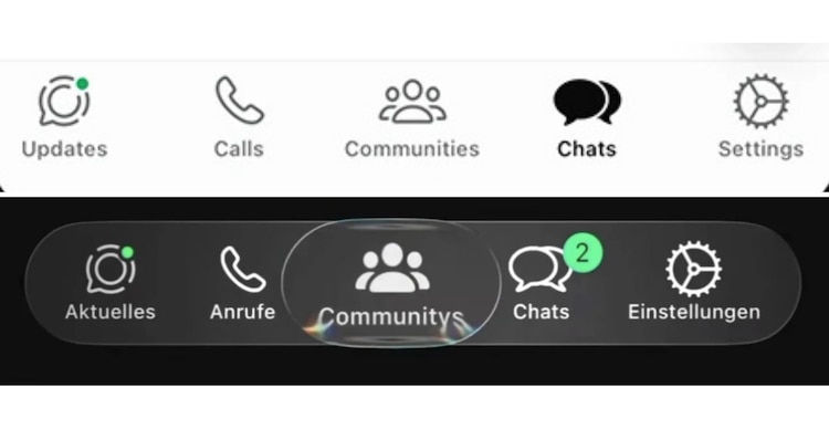 Diferencias entre WhatsApp con y sin Liquid Glass