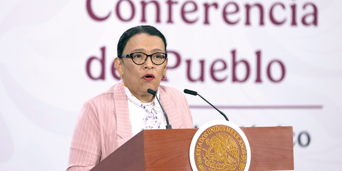 ROSA ICELA Rodríguez, secretaria de Gobernación, ayer, en conferencia de prensa.