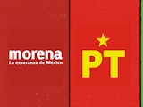 Logos de Morena, Partido del Trabajo (PT) y el Partido Verde Ecologista de México (PVEM)