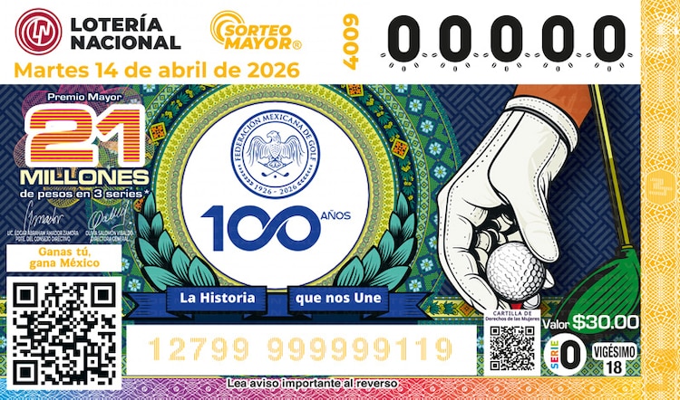El Sorteo Mayor 4009 está dedicado al Centenario de la Federación Mexicana de Golf.