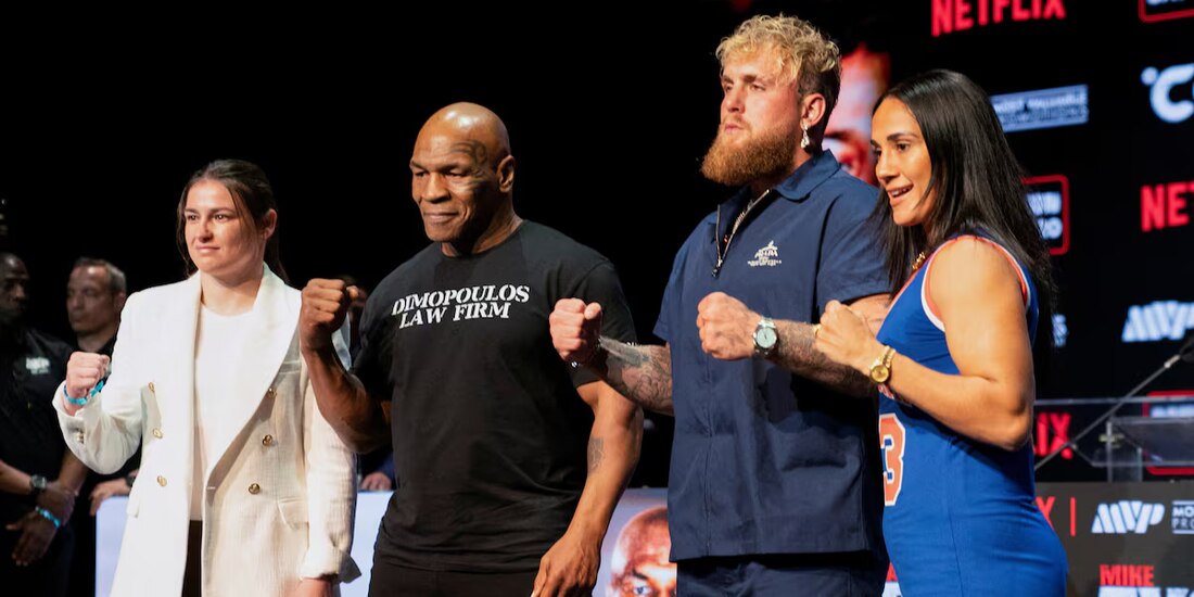 Mike Tyson, Jake Paul, Katie Taylor y Amanda Serrano Foto: Reuters
