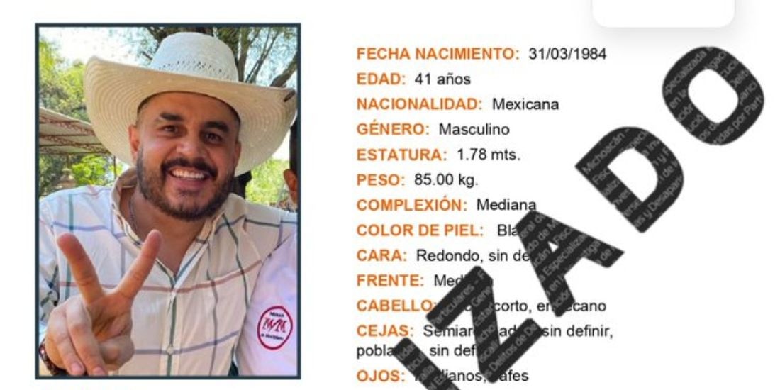 Localizan con vida a Alejandro Correa Gómez, expresidente municipal de Zinapécuaro.