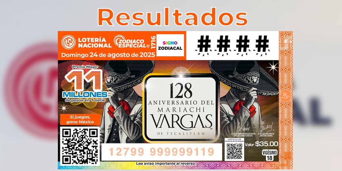 Zodiaco Especial 1716 Resultados del Sorteo del 24 de agosto del 2025 de Lotería Nacional.