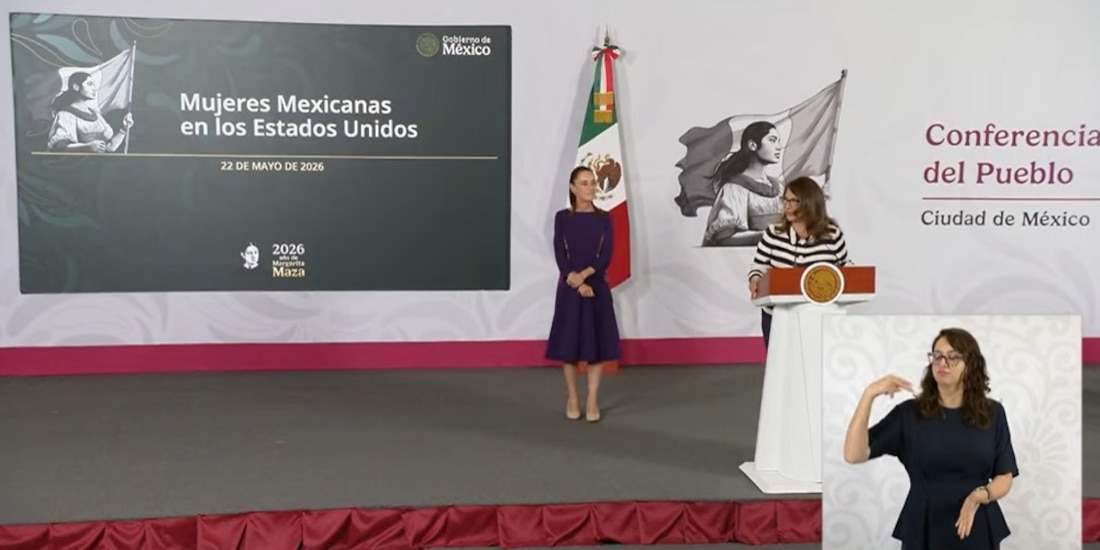 Durante la conferencia presidencial, Ana Valdez destacó que las mujeres mexicanas residentes en Estados Unidos sobresalen por su emprendimiento y liderazgo.