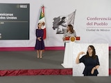 Durante la conferencia presidencial, Ana Valdez destacó que las mujeres mexicanas residentes en Estados Unidos sobresalen por su emprendimiento y liderazgo.