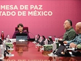 LA GOBERNADORA Delfina Gómez, ayer,
en la Mesa de Coordinación para la Paz
