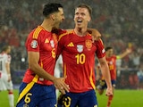 Jugadores de España celebran un gol en los octavos de final de la Eurocopa 2024