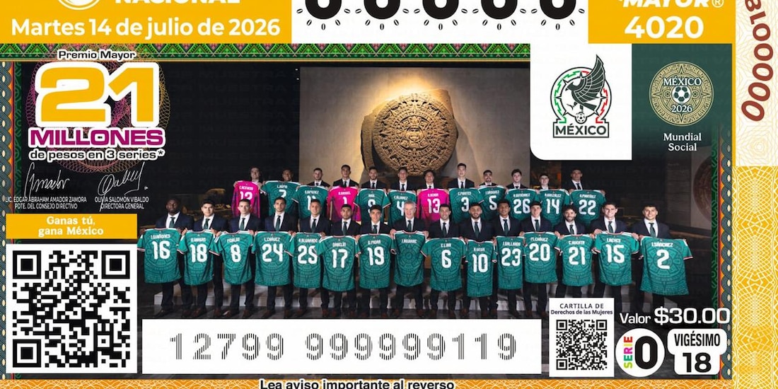 El cachito conmemorativo rinde homenaje a los 26 jugadores y al cuerpo técnico de la Selección Mexicana.