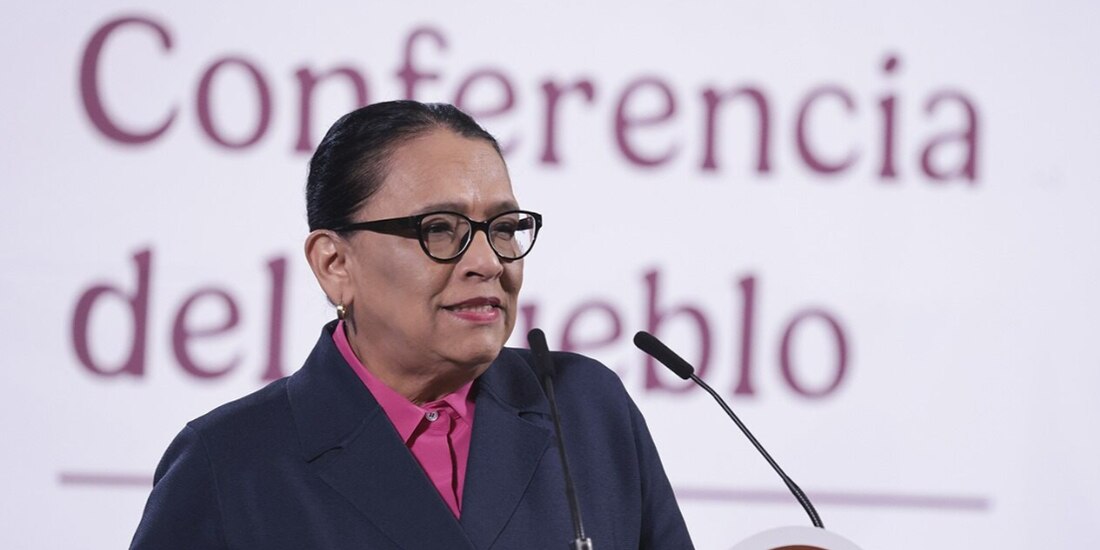 Rosa icela Rodríguez, titular de la Secretaría de Gobernación, ayer, en conferencia de prensa.