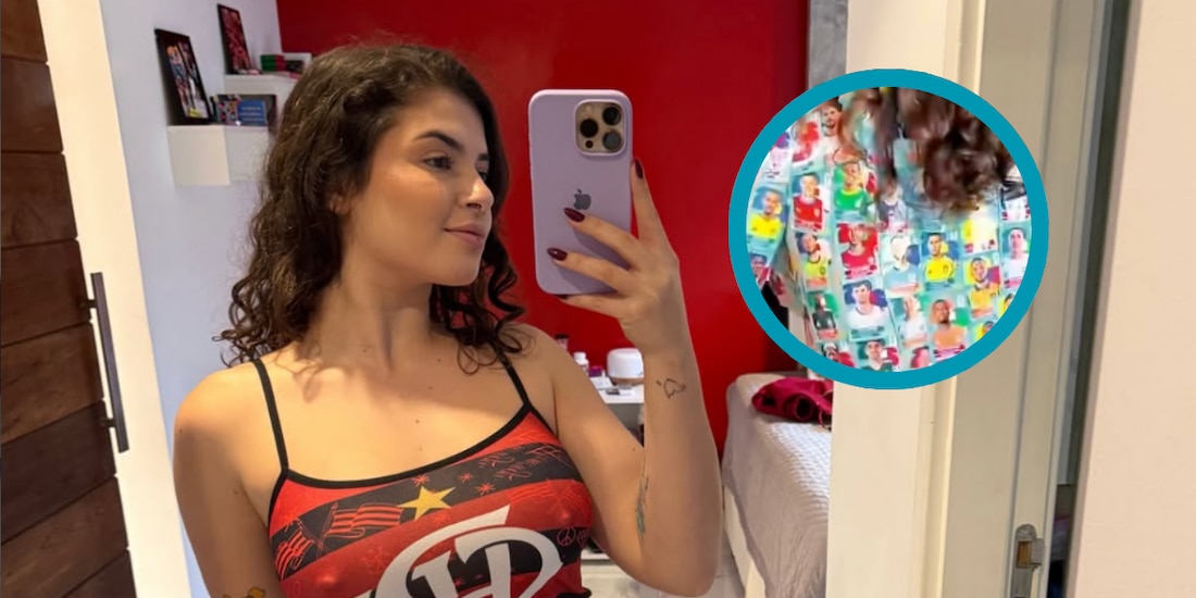La modelo Karolay Chaves se pegó más de 1000 estampas del álbum del Mundial 2026 alrededor de su cuerpo.