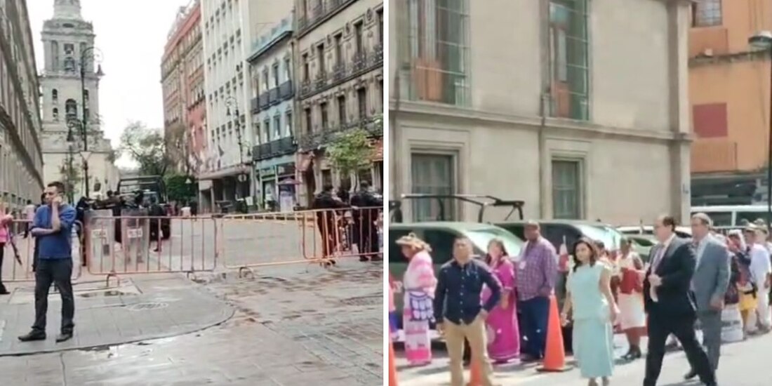 Montan seguridad en Palacio Nacional; llegan gobernadores e invitados al mensaje de la presidenta.