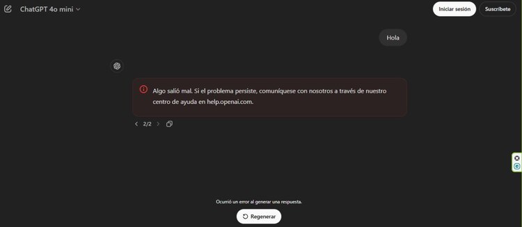 Mensaje de error de ChatGPT