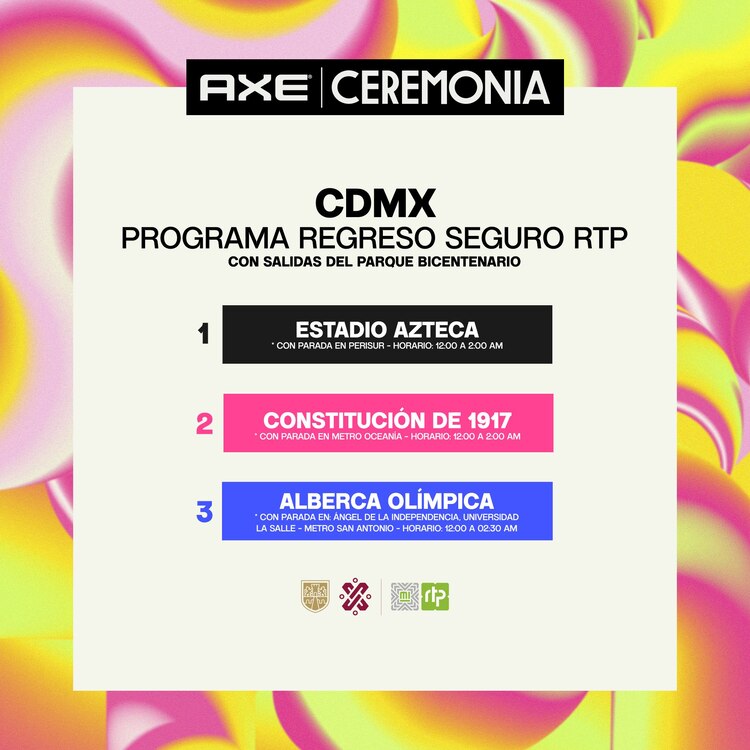 Rutas y punto de salida de RTP en AXE Ceremonia 2023
