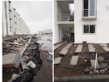 EL AGUA reventó ayer el asfalto en un tramo del complejo habitacional del puerto.