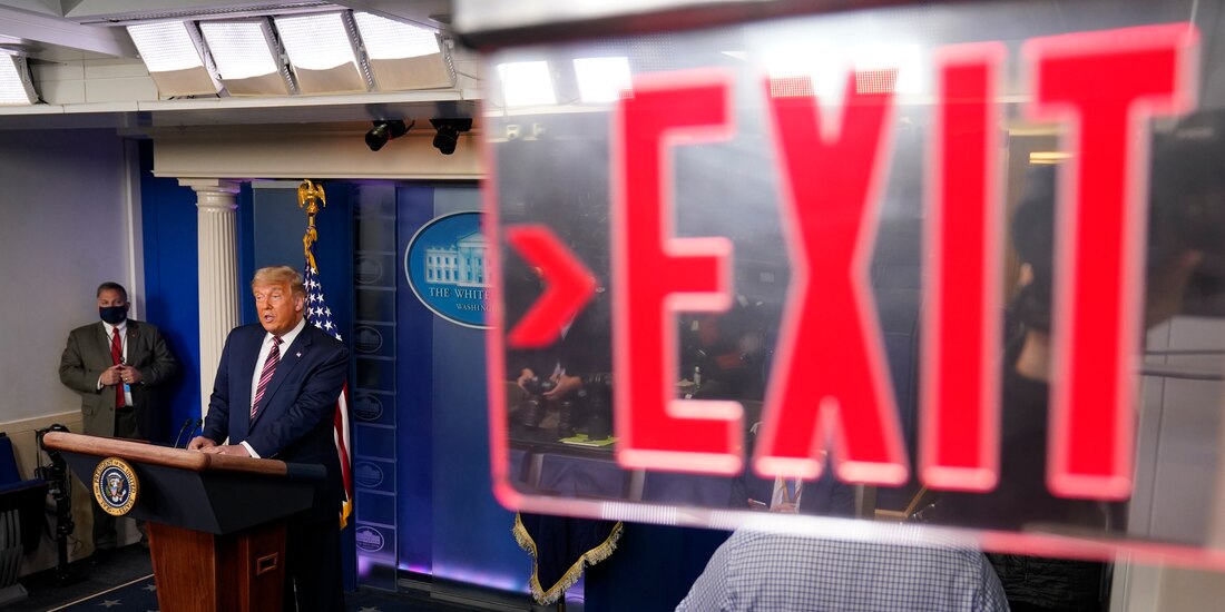 El presidente Donald Trump, ayer, en conferencia desde la Casa Blanca