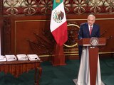 El Presidente, ayer al presentar las iniciativas en Palacio Nacional.