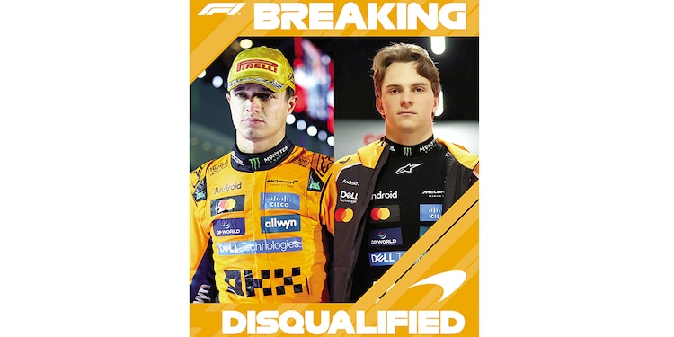 El Dato: Los dos McLaren fueron descalificados del Gran Premio de Las Vegas. Esto se debe a que el espesor del patín trasero era menor que el requerido en la Fórmula 1.