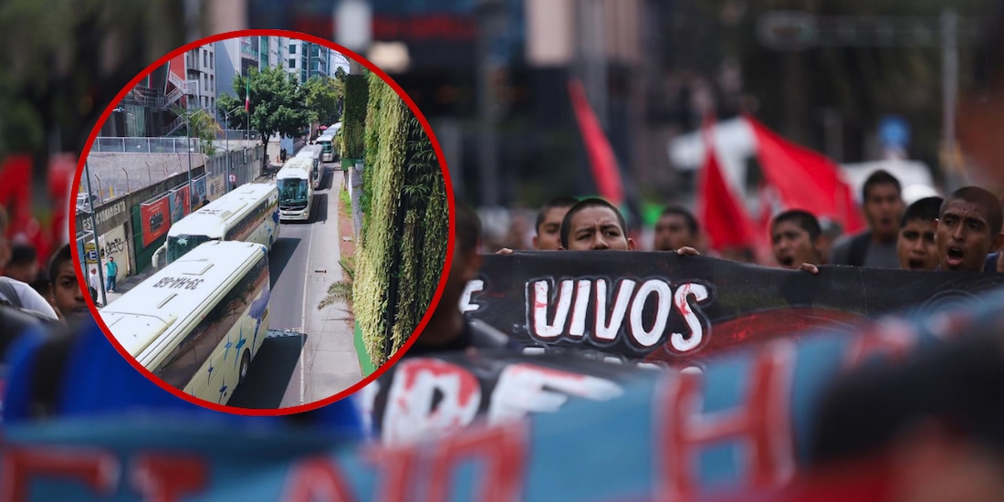 Padres de los 43 estudiantes de Ayotzinapa cerraron Periférico Sur, a la altura de la glorieta de San Jerónimo