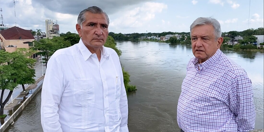 El gobernador de Tabasco, Adán Augusto López, y el presidente Andrés Manuel López Obrador.