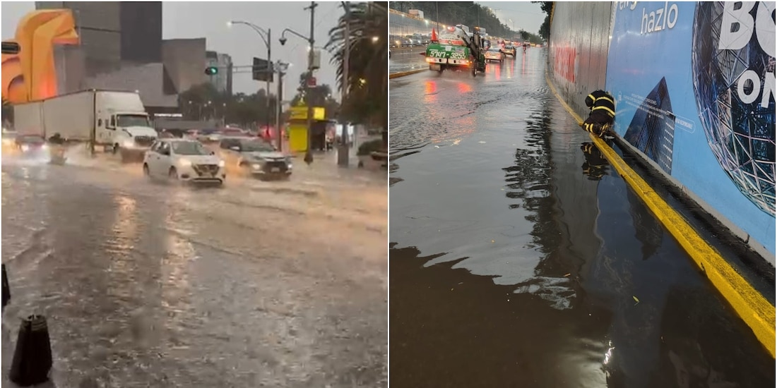Inundaciones en la Ciudad de México por lluvias registradas el 8 de julio de 2026.