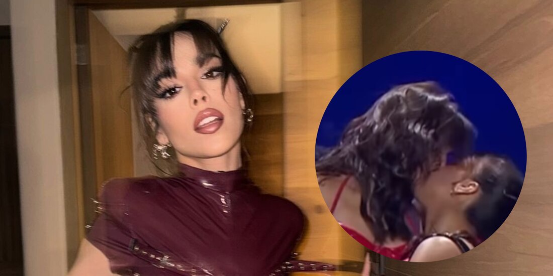 Critican a Danna Paola por besar a una de sus bailarinas en pleno escenario.