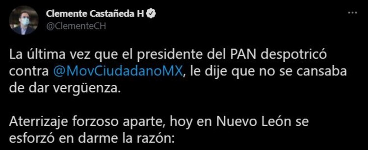"Le dije que no se cansaba de dar vergüenza", escribió Clemente Castañeda sobre la caída de Marko Cortés en Nuevo León.