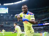 Julián Quiñones, del América, celebra su gol ante Cruz Azul en la Jornada 7 del Torneo Apertura 2023 de la Liga MX, en el Estadio Azteca