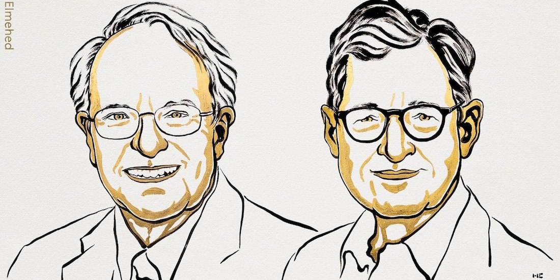 Robert E. Hall y Michael Woodford, los galardonados.