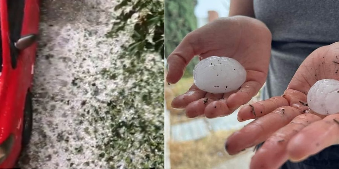 Reportan fuertes lluvias y caída de granizo.