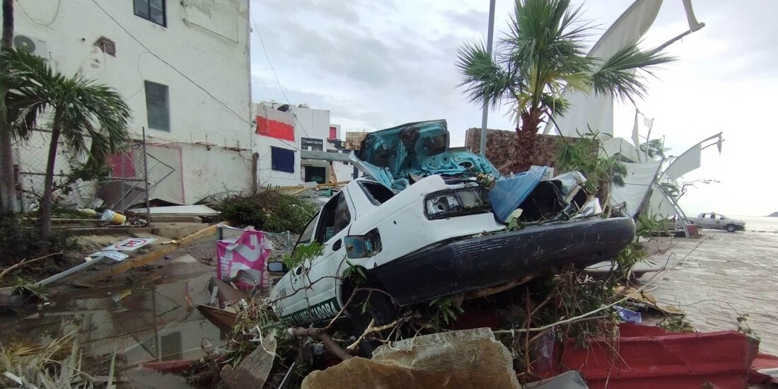 Daños por el paso de 'Otis' en Guerrero.