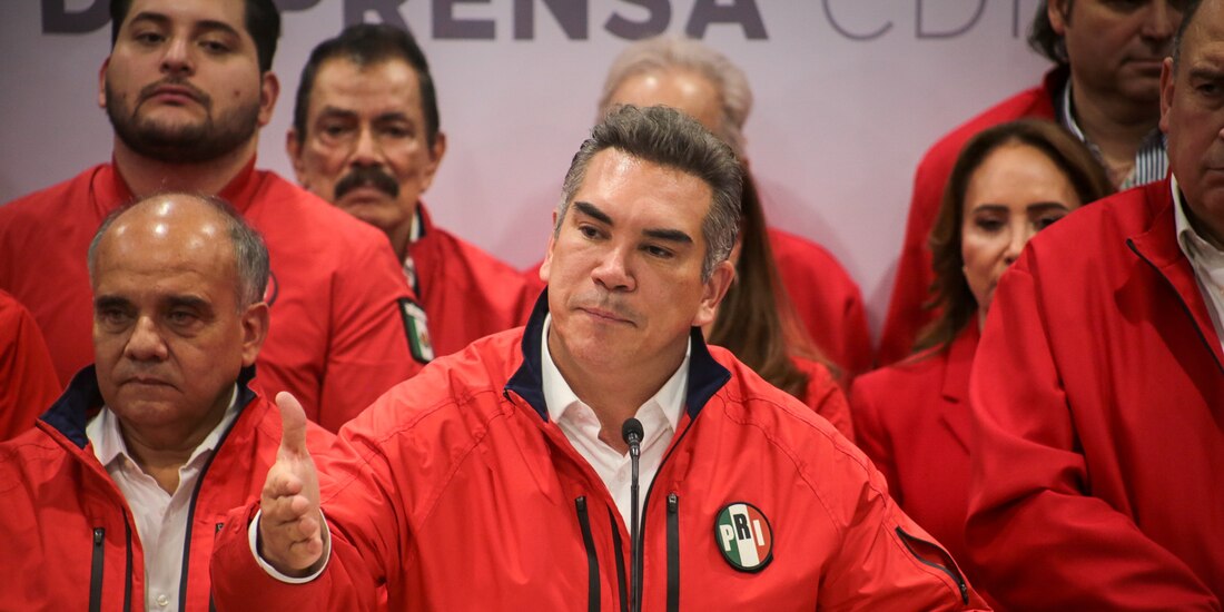 Alejandro Moreno, dirigente nacional del PRI, ayer en conferencia de prensa.