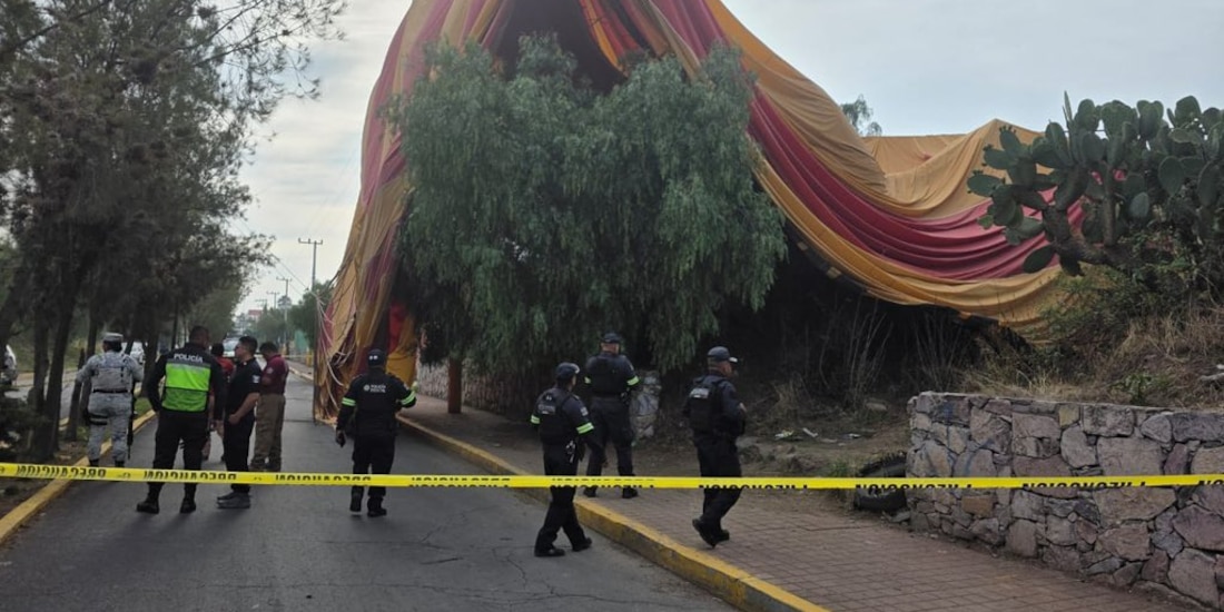 Globo aerostático que cayó ayer cerca de Teotihucan, Estado de México.