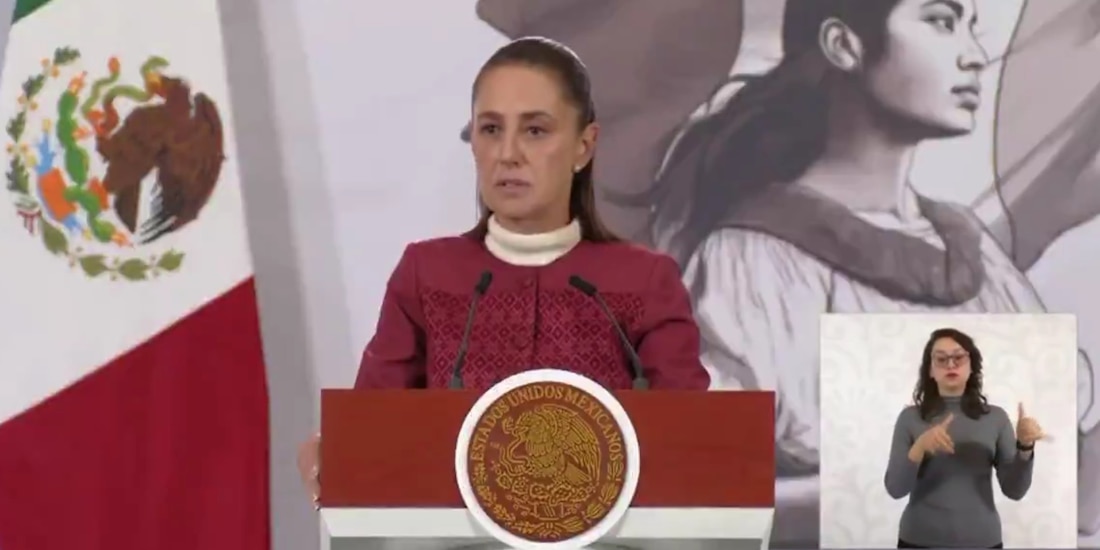 La presidenta Claudia Sheinbaum en la Conferencia del Pueblo.