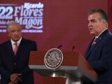 Francisco Cervantes, presidente del CCE, durante la mañanera de AMLO; este miércoles acudió a una cena con el Presidente en Palacio Nacional.