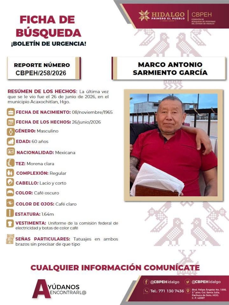 Ficha de búsqueda de Marco Antonio Sarmiento García