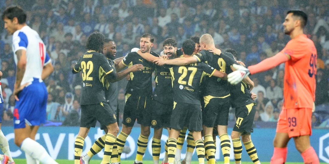 Manchester City se impuso de visitante al Porto en la Jornada 1 de la Champions League.