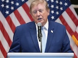 El mandatario estadounidense, ayer, en su club de Mar-a-Lago, Florida.