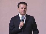 El gobernador de Durango, Esteban Villegas, durante su mensaje por un año de gobierno el 2 de septiembre de 2023