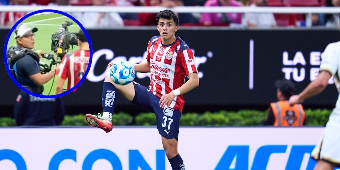 Richard Ledezma encaró a un camarógrafo en el juego entre Chivas y Pumas.
