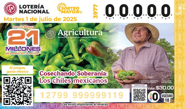 El Sorteo Mayor 3977 conmemoran a los Nuestra Riqueza Los Chiles Mexicanos. Cosechando Soberanía.