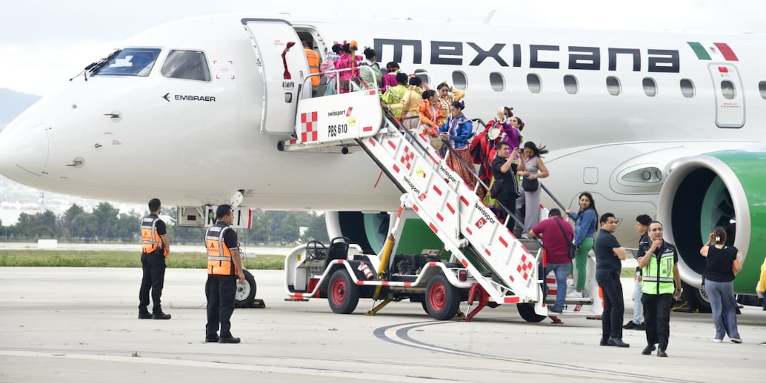 Mexicana recibió en el AIFA su noveno avión, un Embraer E190-E2.
