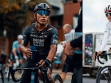 Isaac del Toro y Edgar Cadena arriba de sus bicicletas.
