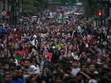 Aspecto de la marcha por la verdad y la justicia en Ayotzinapa, en 2025.