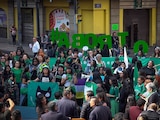 Fotografía de archivo de una protesta en favor del derecho al aborto, en la Ciudad de México.
