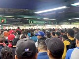 Aglomeración en Línea 8 del Metro de la CDMX.