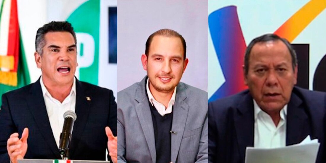 Alejandro Moreno (PRI), Marko Cortés (PAN) y Jesús Zambrano (PRD)