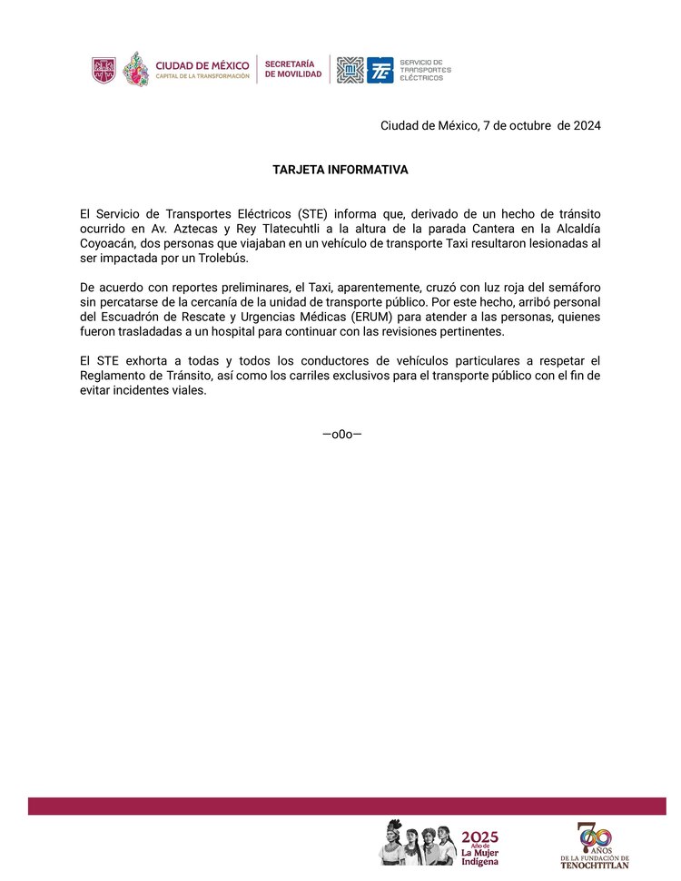 Así ocurrió el choque entre un Trolebús y un taxi en Coyoacán.