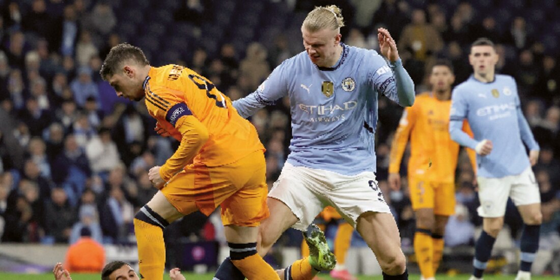 Jugadores del Madrid y el City en el partido de la semana pasada.