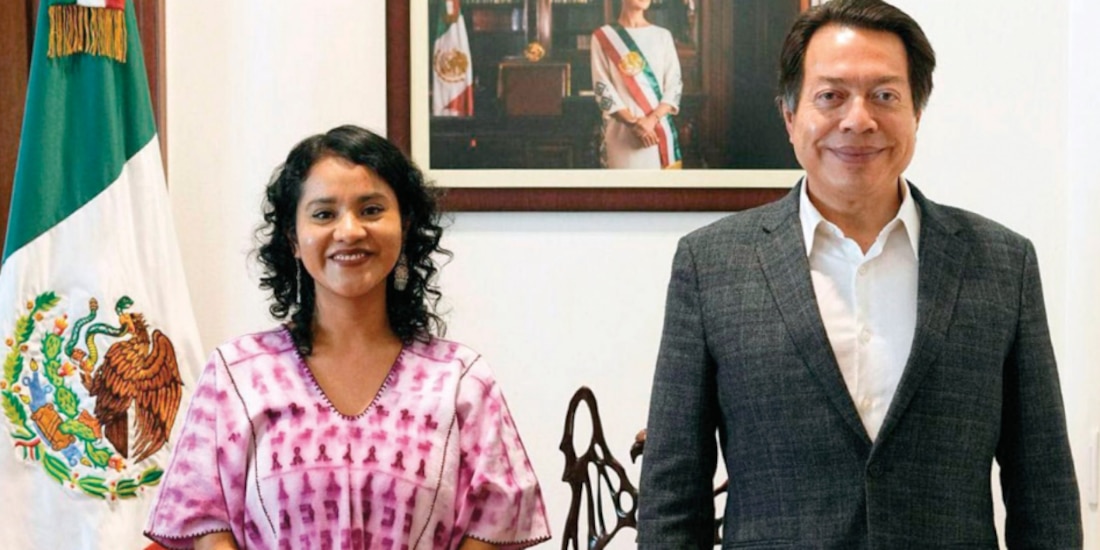 Mario Delgado y Nadia López, poeta
indígena, ayer, tras su designación.