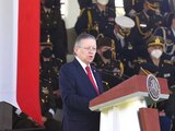 El Ministro Presidente de la Suprema Corte, Arturo Zaldívar, ayer, en la ceremonia por el Día de la Bandera.